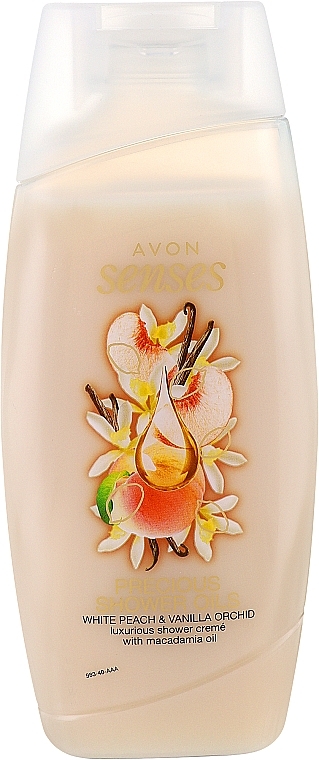Крем-гель для душу з ароматом білого персика та ванільної орхідеї - Avon Senses Precious Shower Oils White Peach And Vanilla Orchid Luxurious Shower Creme — фото N1