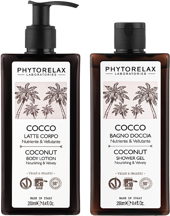 Набор - Phytorelax Laboratories Body Rituals Coconut (sh/gel/250ml + b/lot/250ml) — фото N2