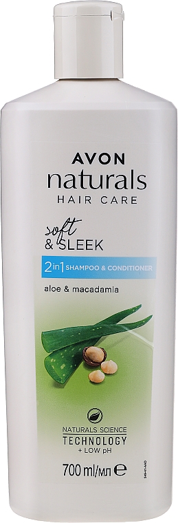 Шампунь-ополаскиватель 2 в 1 с ароматом алоэ и макадамии "Роскошное питание" - Avon Naturals Hair Care — фото N3