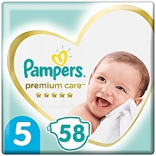 Підгузки Pampers Premium Care Розмір 5 (Junior), 11-16 кг, 58 штук - Pampers — фото N1