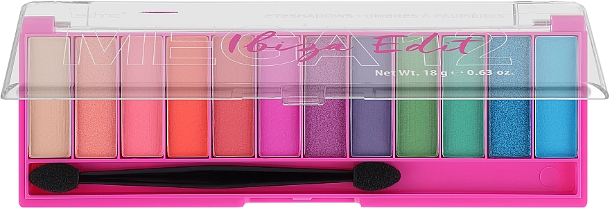 Палетка тіней для повік, 5 кольорів - Technic Cosmetics Mega 12 Eyeshadow Palette — фото N1