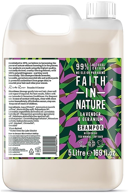 Шампунь для нормального та сухого волосся "Лаванда та герань" - Faith In Nature Lavender & Geranium Shampoo Refill (змінний блок) — фото N1