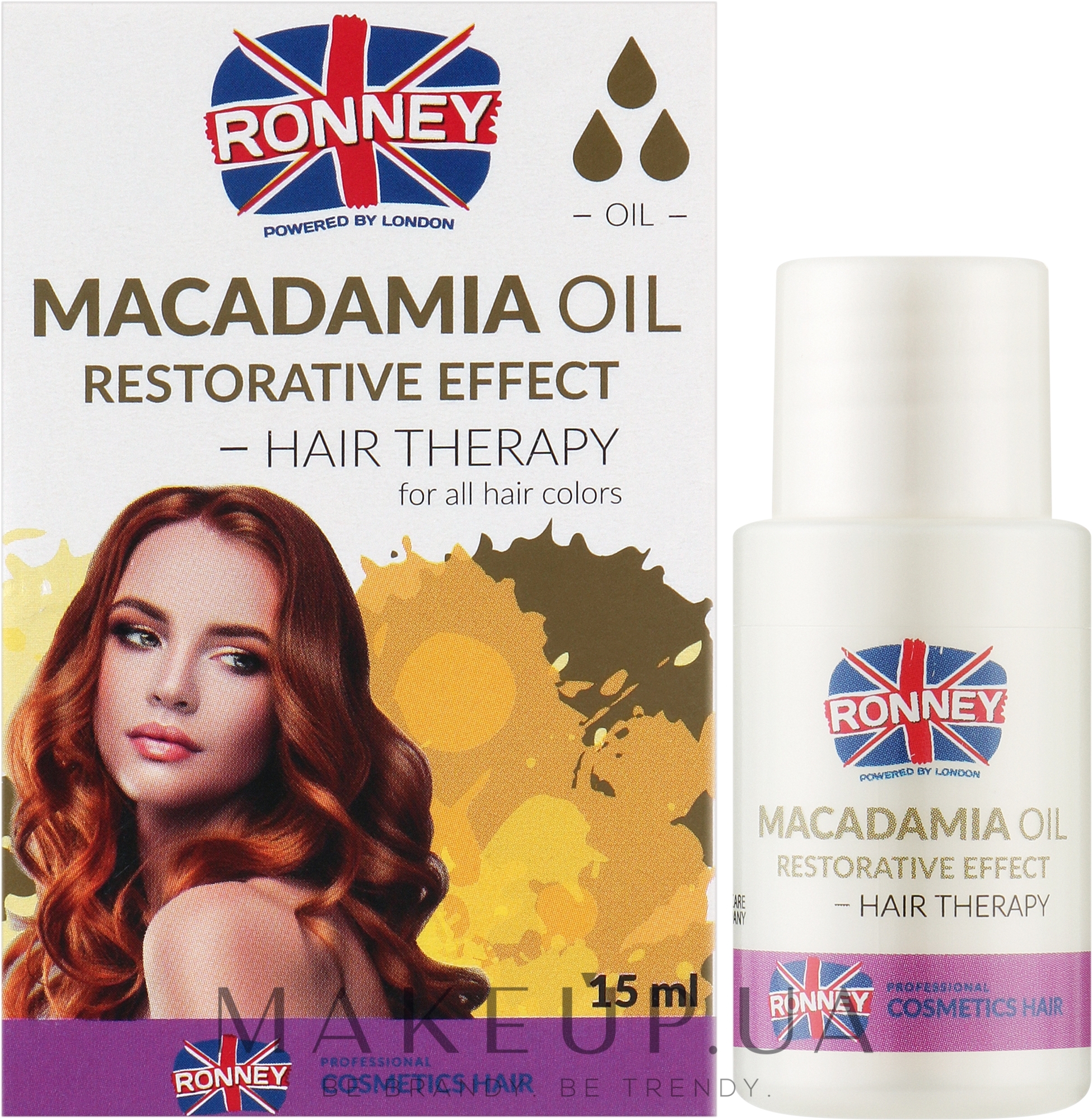 Укрепляющее масло макадамии для волос - Ronney Professional Macadamia Oil Restorative Effect Hair Therapy — фото 15ml