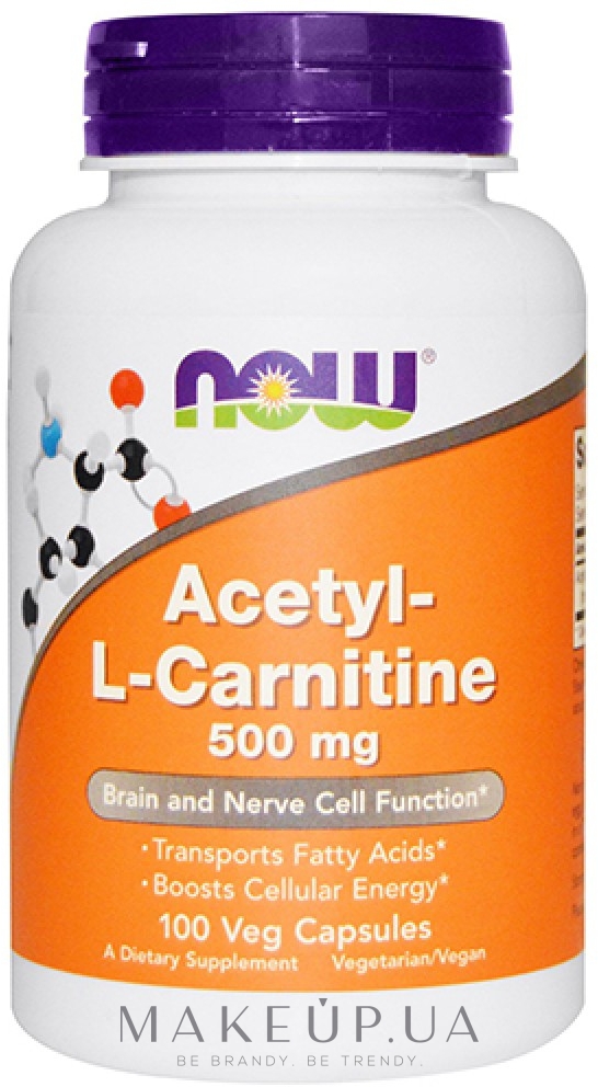Пищевая добавка "Карнитин", капсулы, 500 мг - Now Foods Acetyl-L-Carnitine — фото 100шт