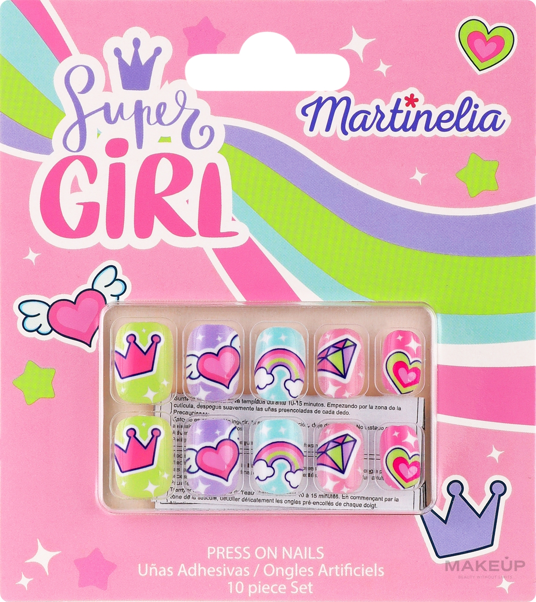 Накладні нігті для дітей - Martinelia Super Girl Press-On Nail Set — фото 10шт