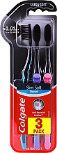 Парфумерія, косметика Зубні щітки ультрам'які, блакитна + фіолетова + рожева - Colgate Slim Soft Charcoal Ultra Soft