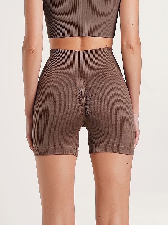 Безшовні шорти в рубчик "SHORTS RIB SHAPE", deep taupe - Giulia — фото N3