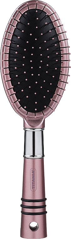 Масажна щітка для волосся "Металік", рожева - Titania — фото N1