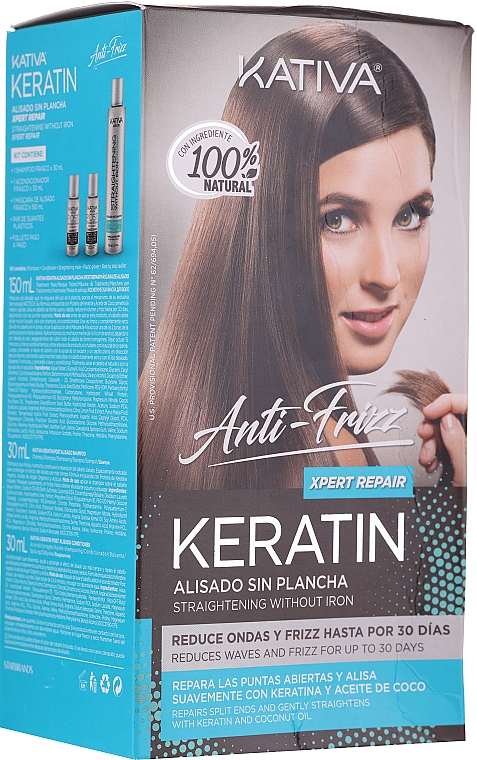 Набор - Kativa Anti-Frizz Straightening Without Iron Xpert Repair (h/mask/150ml + shmp/30ml + h/cond/30ml) — фото N1