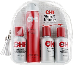 Духи, Парфюмерия, косметика Набор - CHI Shine & Moisture Travel Kit (sh/59ml + cond/59ml + h/treat/59ml + spray/74g)