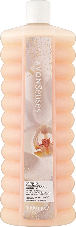 Піна для ванни "Персик, орхідея, ваніль"  - Avon Senses Simply Luxurious Babble Bath with White Peach & Vanilla Orhid Scent — фото N2
