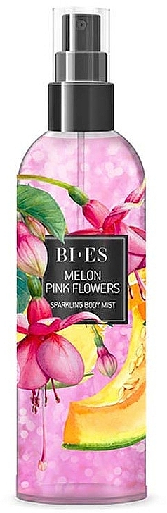 Блискучий спрей для тіла "Диня та рожева квітка" - Bi-Es Melon & Pink Flower Sparkling Body Mist — фото N1