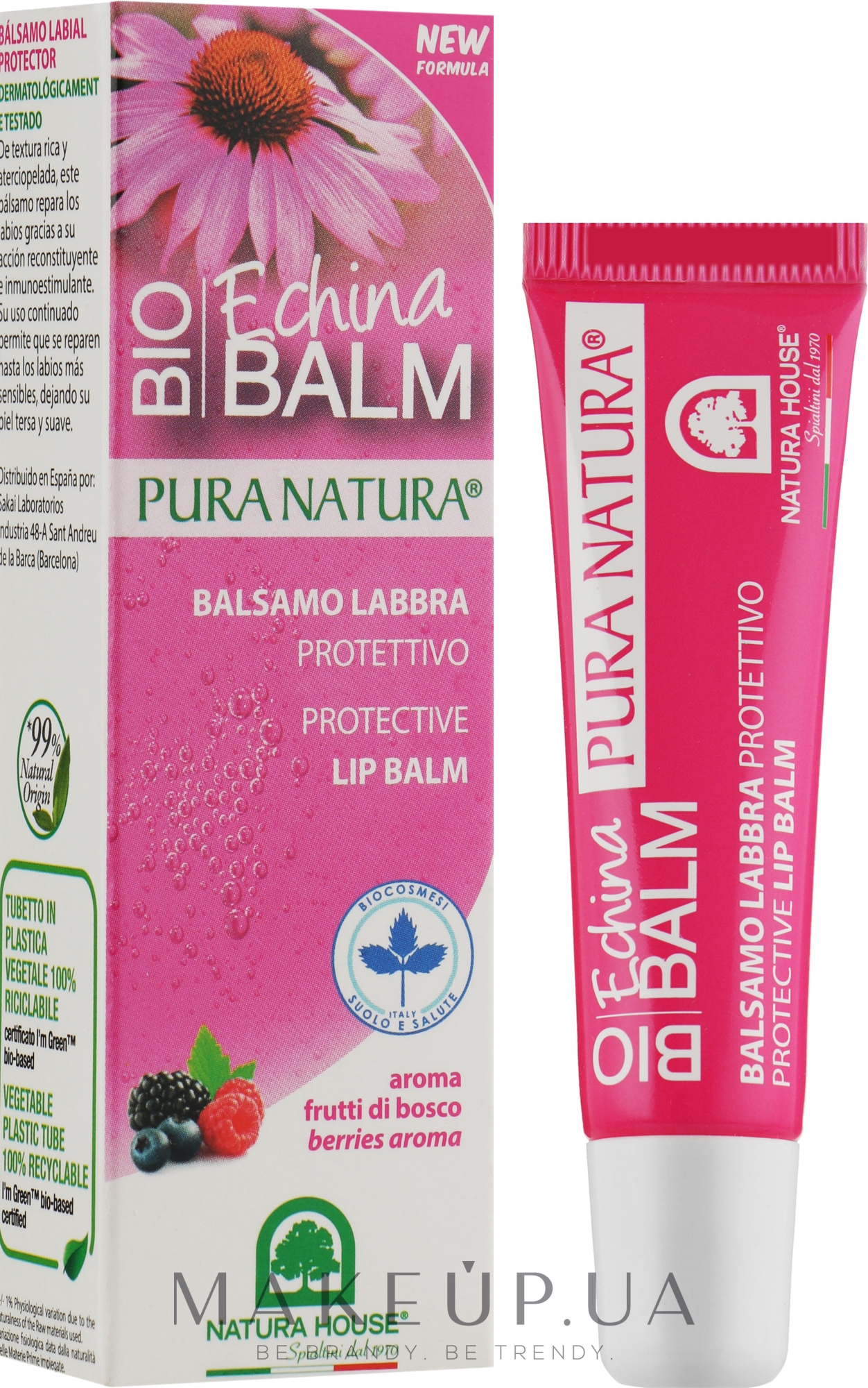Восстанавливающий бальзам для губ с экстрактом эхинацеи и ароматом ягод - Natura House Protective Lip Balm — фото 10ml