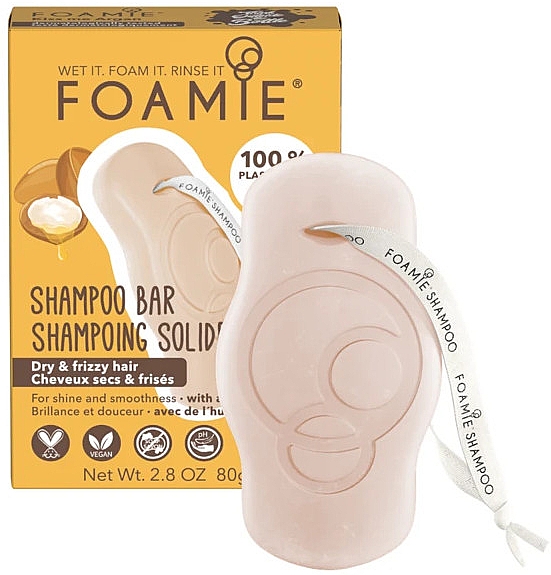 Твердый шампунь с аргановым маслом для сухих и вьющихся волос - Foamie Kiss Me Argan Shampoo Bar — фото N1