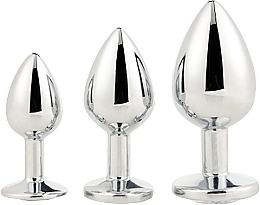 Набор анальных пробок из алюминия, 3 шт. - Dream Toys Gleaming Love Silver Plug Set  — фото N1