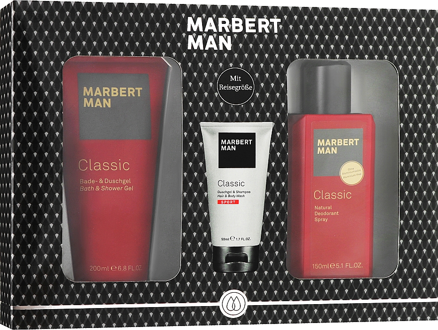 Набір - Marbert Man Classic Set (sh/gel/200ml + spray/150ml + wash/50ml) — фото N1