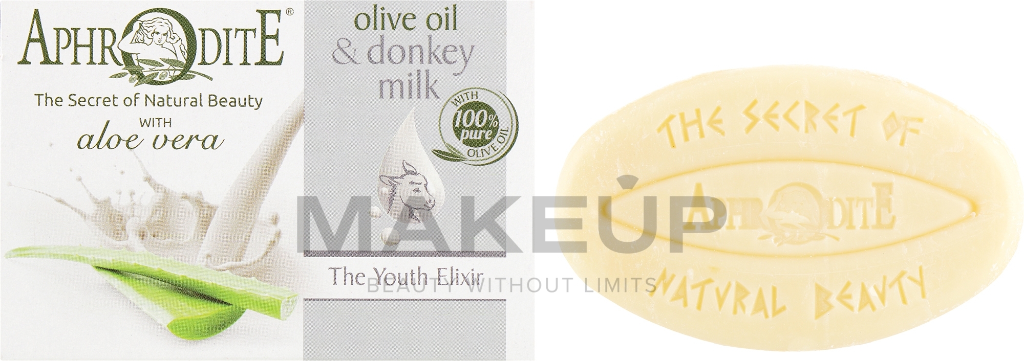 Оливкове мило з молоком ослиці і ароматом алое вера "Еліксир молодості" - Aphrodite Advanced Olive Oil & Donkey Milk — фото 85g