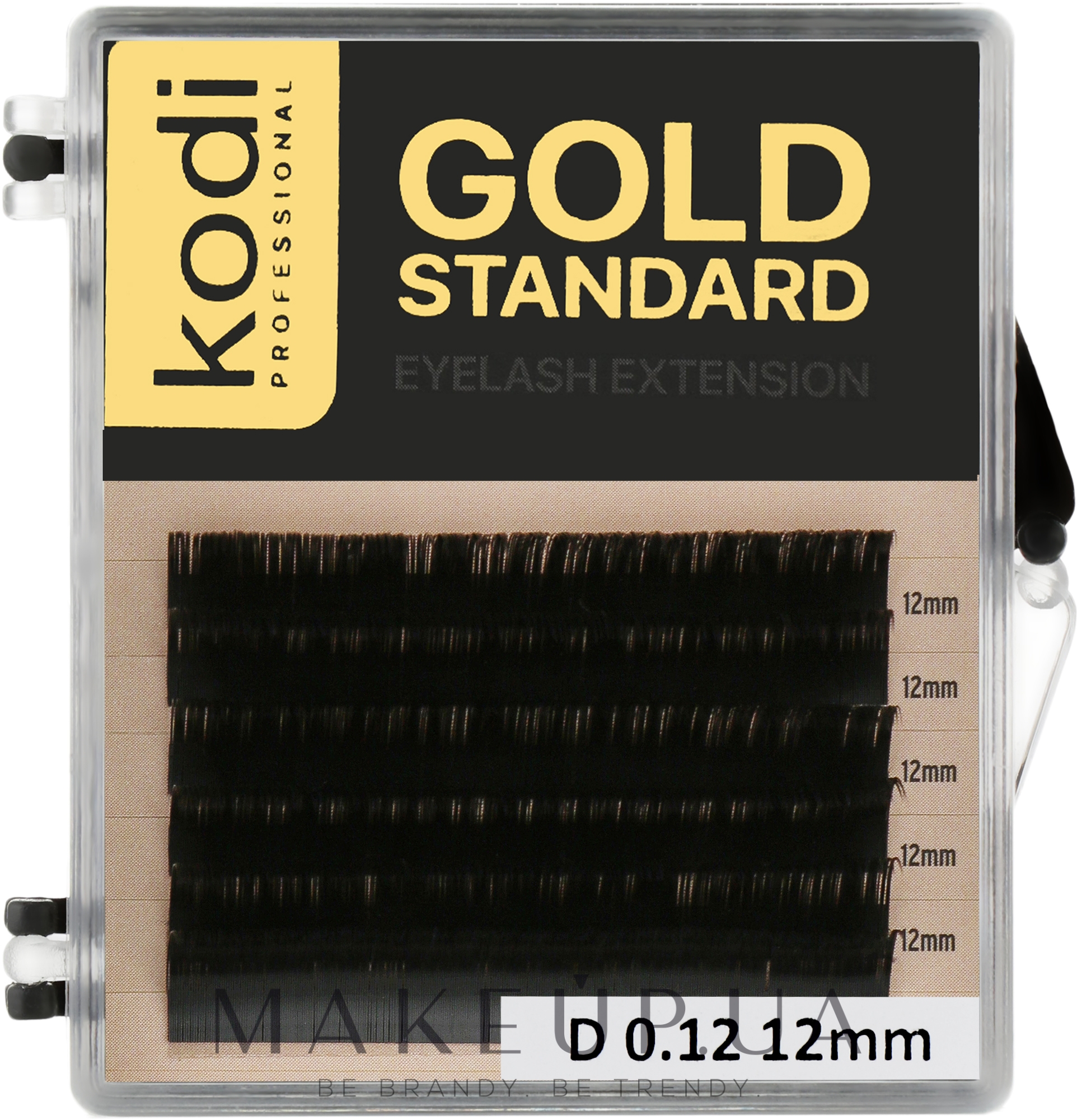 Накладные ресницы Gold Standart D 0.12 (6 рядов: 12 мм) - Kodi Professional — фото 1уп