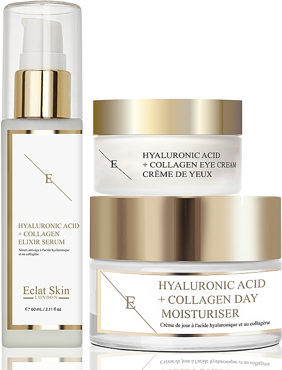 Набор - Eclat Skin London Hyaluronic Acid & Collagen Set (eye/cr/20ml + cr/50ml + f/ser/60ml) — фото N1