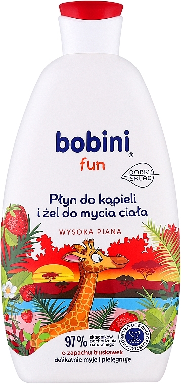Гель-піна для ванни з ароматом полуниці - Bobini Fun Bubble Bath & Body High Foam Strawberry — фото N1