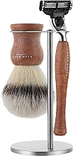 УЦЕНКА Набор для бритья - Acca Kappa Natural Style Set Brown (razor/1pc + brush/1pc + stand/1pc) * — фото N1