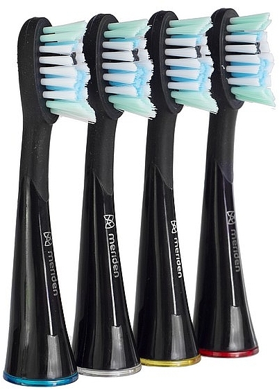 Насадки для зубных щеток 4 шт., черные - Meriden Professional Dual Action Whitening Black — фото N1