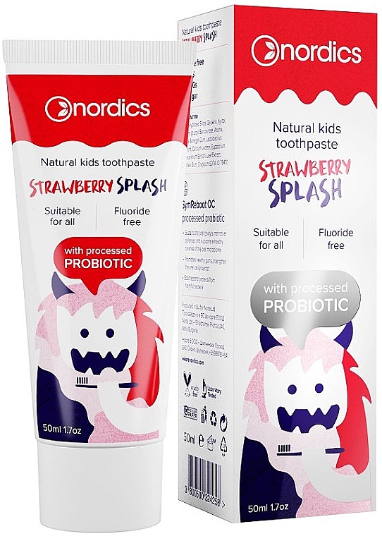 Дитяча зубна паста "Полуничний сплеск" - Nordics Kids Strawberry Splash Toothpaste — фото N1