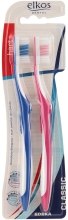 Парфумерія, косметика Зубна щітка жорстка, синя+рожева - Elkos Dental Classic