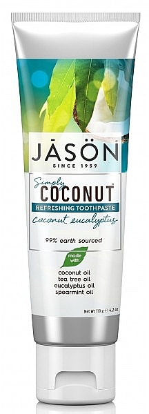 Зубна паста "Освіжальна" з олією кокоса й евкаліпта - Jason Natural Cosmetics Simply Coconut — фото N1