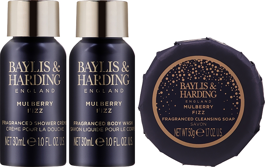Набір - Baylis & Harding Mulberry Fizz Tin Gift Set (sh/gel/30ml*2 + soap/50g) — фото N2