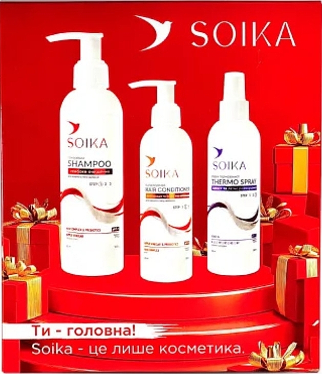 Набір для волосся 3 в 1 "Глибоке очищення та захист" - Soika (shm/300ml + h/balm/200ml + spray/200ml) — фото N1