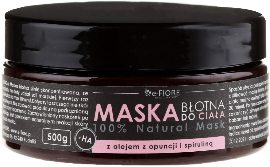 Грязьова маска для тіла зі спіруліною, маслом опунції та гіалуроновою кислотою - E-Fiore Body Mask With Spirulina, Opuntia Oil And HA Acid — фото N1