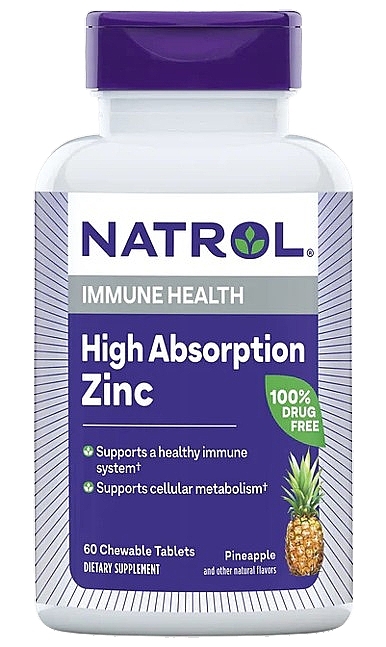 Цинк із високим ступенем поглинання, натуральний ананасовий смак - Natrol Zinc High Absorption — фото N1