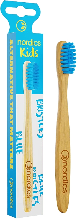 Детская бамбуковая зубная щетка, мягкая, с синей щетиной - Nordics Bamboo Toothbrush — фото N1