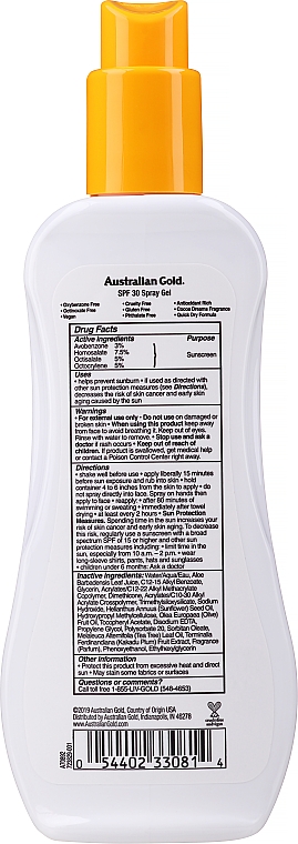 Солнцезащитный гель-спрей - Australian Gold Body Spray Gel SPF30  — фото N2