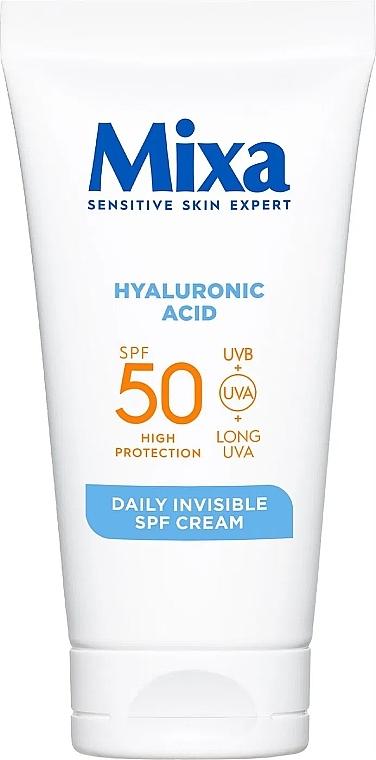 Щоденний зовложувальний крем - Mixa Hyaluronic Acid Daily Invisible SPF50 Cream — фото N1