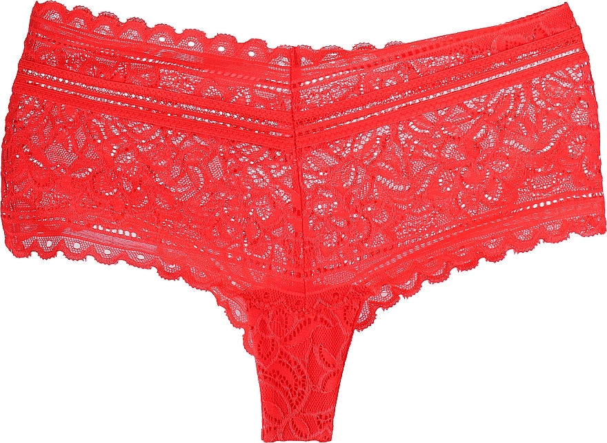 Жіночі мереживні трусики-шорти із завищеною талією, червоні - Moraj — фото N1