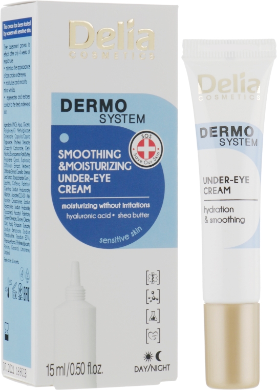 Крем для шкіри навколо очей - Delia Dermo System Smoothing & Moisturizing Under-Eye Cream