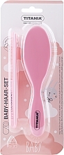 Набор детских расчесок, цвет розовый, без рисунка - Titania (hairbrush/comb) — фото N1