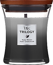 Парфумерія, косметика Ароматична свічка у склянці - WoodWick Hourglass Trilogy Candle Warm Woods