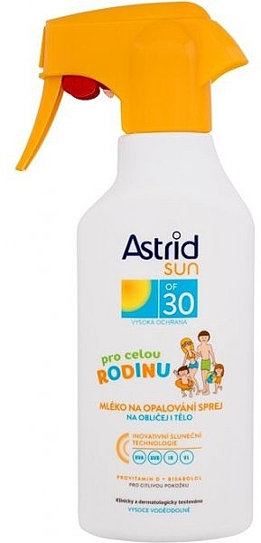 Солнцезащитное увлажняющее молочко-спрей SPF 30 - Astrid Sun Family Trigger Milk Spray SPF 30 — фото N1