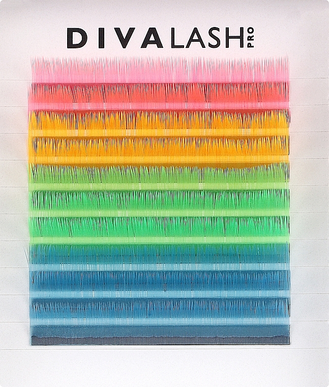 Вії для нарощування L/L+ 0.07 (11 мм), 10 ліній - Divalashpro Neon Collection — фото N1