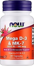 Харчова добавка "Mega D-3 & MK-7", 60 капсул - Now Foods Mega D-3 & MK-7 — фото N1