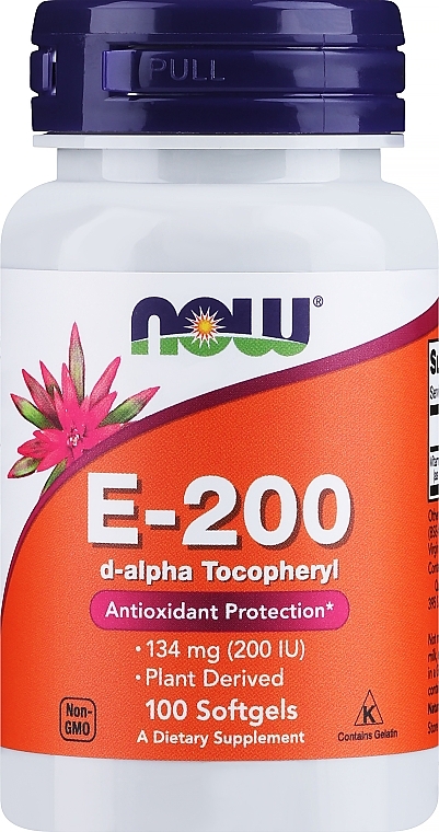 Витамин E-200 Da - Now Foods Natural Vitamin E-200 D-Alpha Tocopheryl Softgels