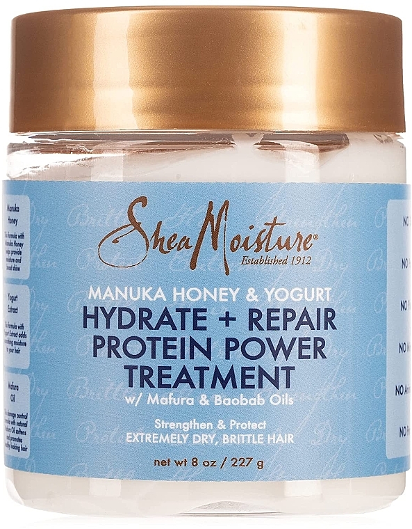 Маска для волосся - Shea Moisture Manuka Honey + Yogurt Hydrate + Repair Protein Power Treatment — фото N1