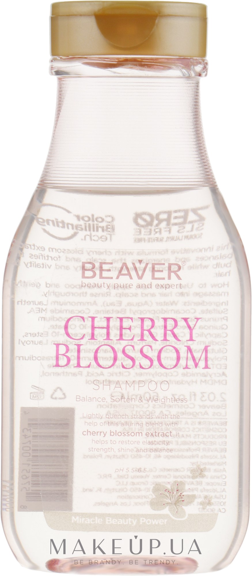 Шампунь для щоденного використання з екстрактом квітів Сакури - Beaver Professional Cherry Blossom Shampoo — фото 60ml