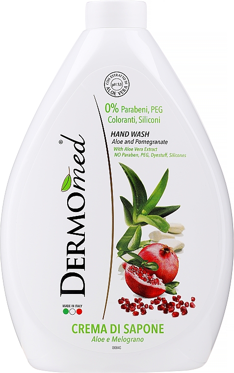 Крем-мыло "Алоэ и гранат" - Dermomed Hand Wash Cream Soap — фото N1