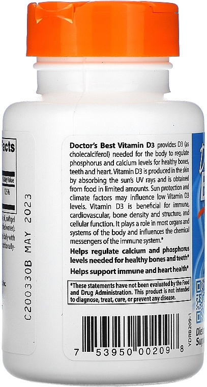 Витамин D3 1000IU, желатиновые капсулы - Doctor's Best — фото N3