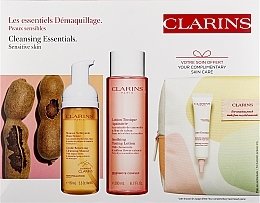 Духи, Парфюмерия, косметика Набор - Clarins Cleansing Bag (clean mousse/150ml + toning lot/200ml + emul/10ml)
