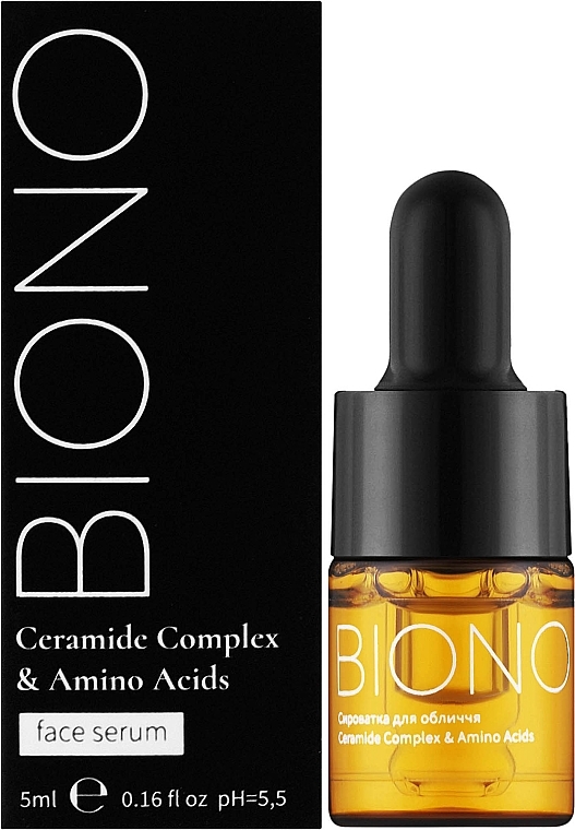 Освітлювальна сироватка для обличчя - Biono Ceramide Complex & Amino Acids Face Serum (пробник) — фото N2